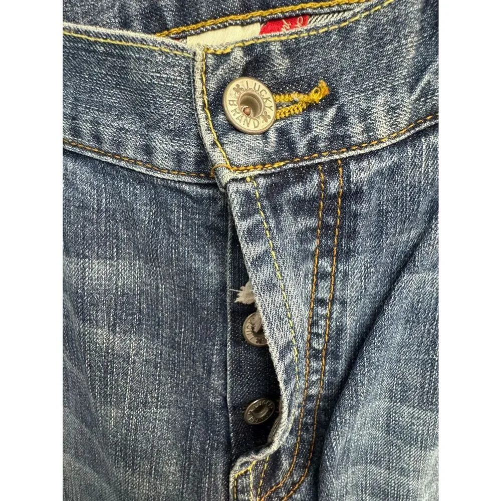 Lucky Brand Easy Rider Faded Distressed Blue Straight Jeans